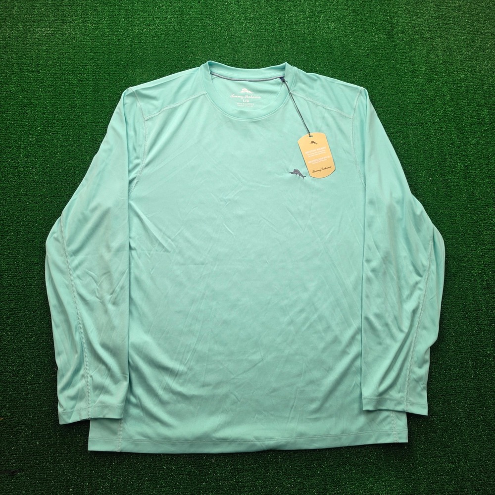 Tommy Bahama Performance Sun Shirt Mens Large Antigua Sky Heather Long Sleeve